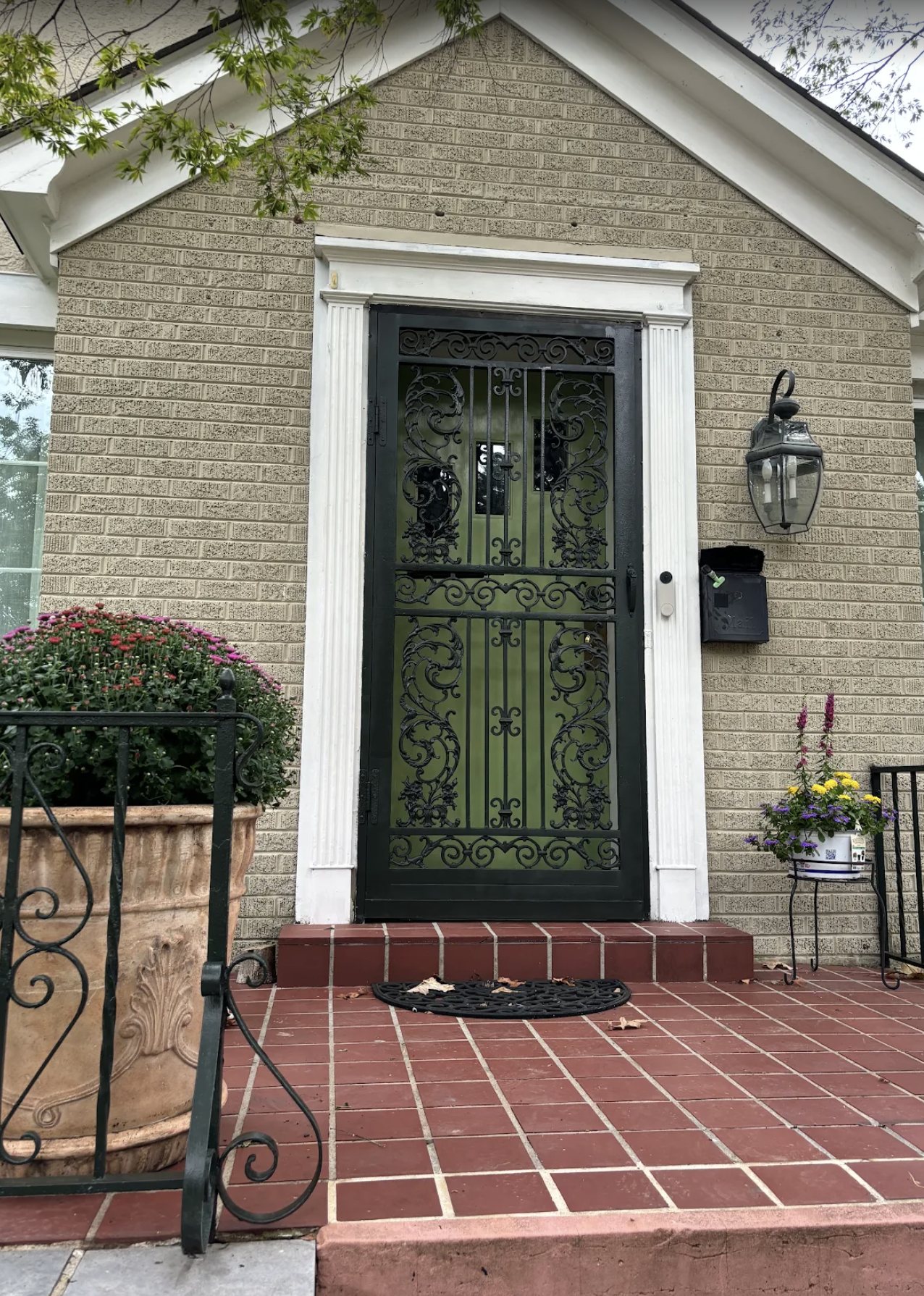 Close inspection of trim and door painting details