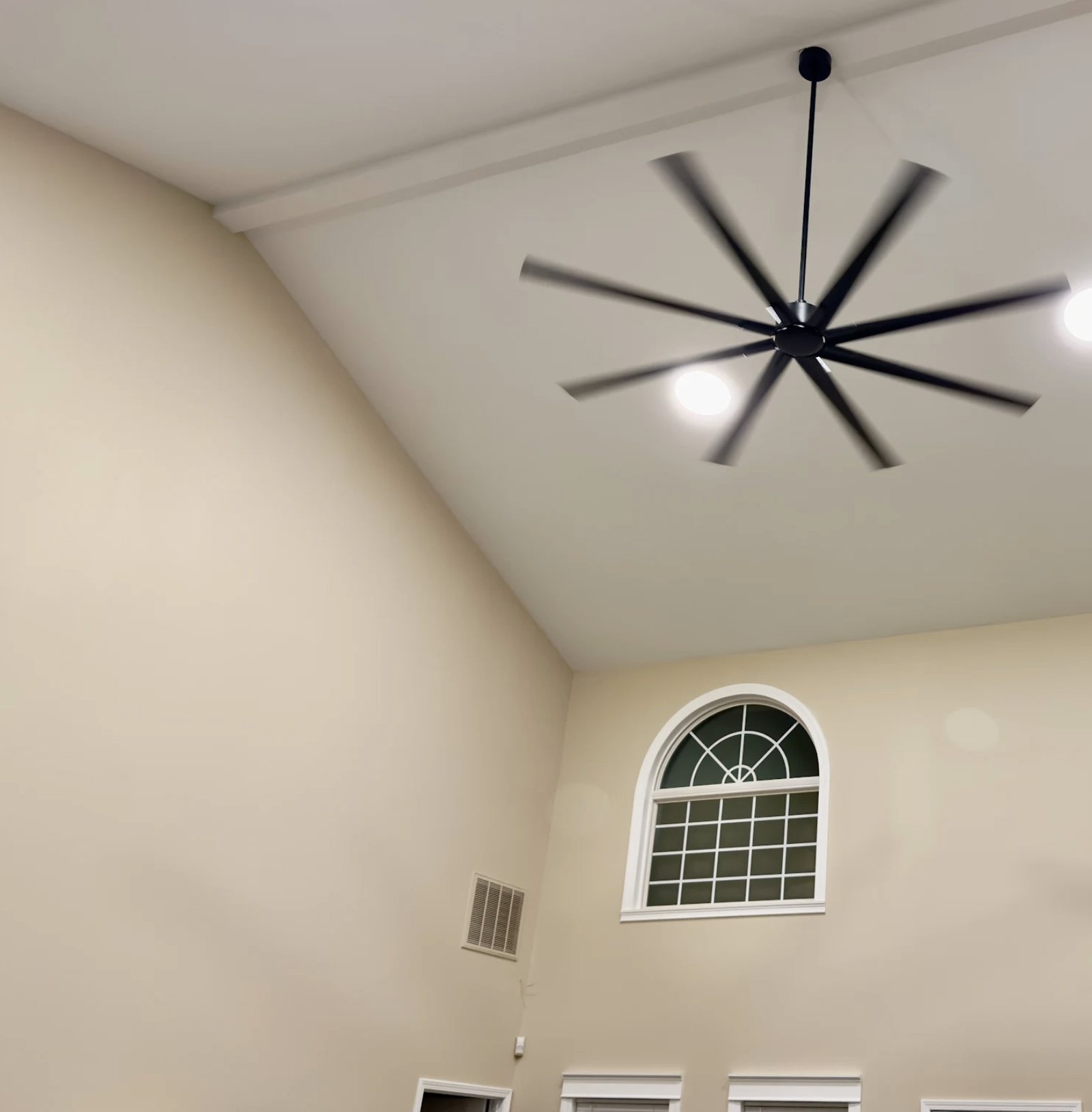 Vaulted living room ceiling and walls repainted, Central Arkansas home